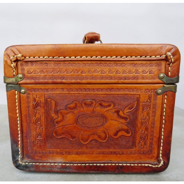 1940s HandTooled Leather Train Case Chairish