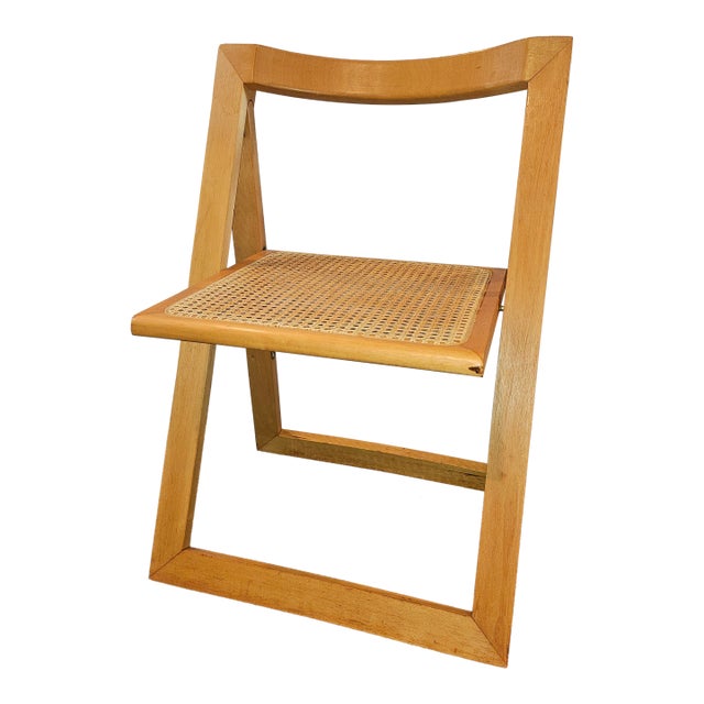 Trieste-Style Folding Chair With Cane Seat For Sale