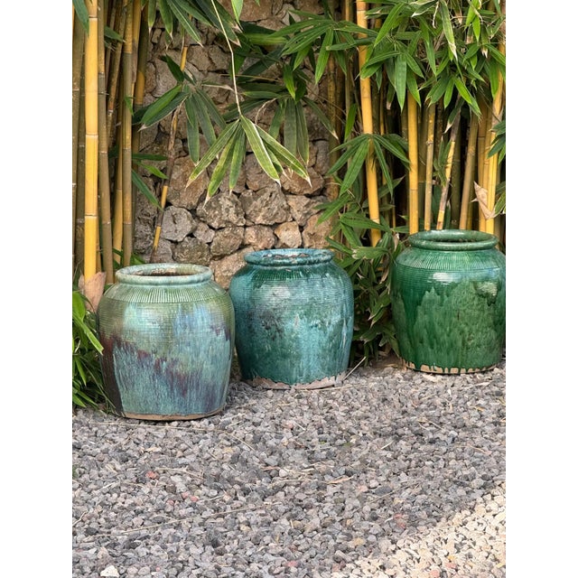 Asian Vintage Chinese Green Glazed Ceramic Soy Sauce Jar For Sale - Image 3 of 10