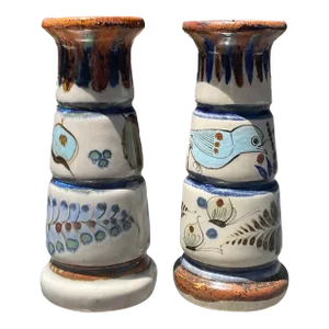 1960s Tonala Candlestick Holders Signed by Ken Edwards- a Pair