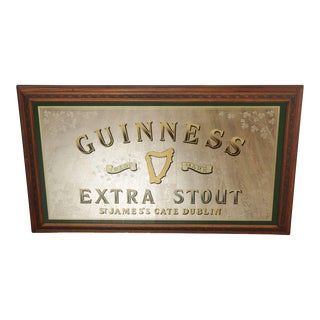 Vintage Guinness Extra Stout Large Etched Pub Mirror For Sale