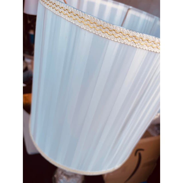 Vintage Iron Pressed/Embossed/Cut Glass Lamp For Sale - Image 6 of 7