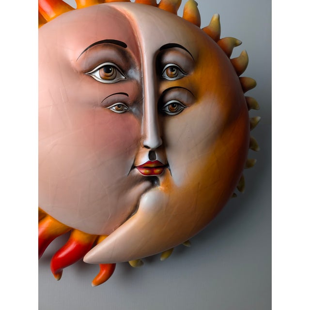 1990s Large Sol Eclipse Papier Mâché Wall Sculpture by Sergio Bustamante, 1997 For Sale - Image 5 of 18