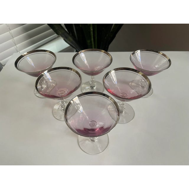 Tiffin Franciscan Pink Wisteria Stemware Glasses With Silver Rims - 11 Pieces For Sale In Houston - Image 6 of 13