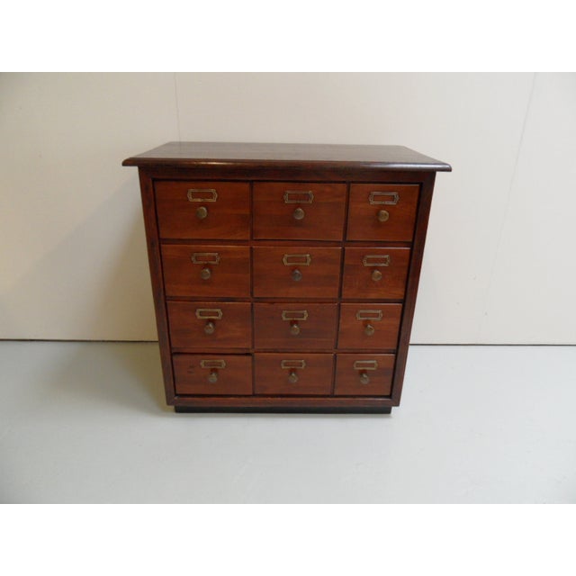 Brown Vintage Dutch Filing Cabinet with Drawers, 1930s For Sale - Image 8 of 12