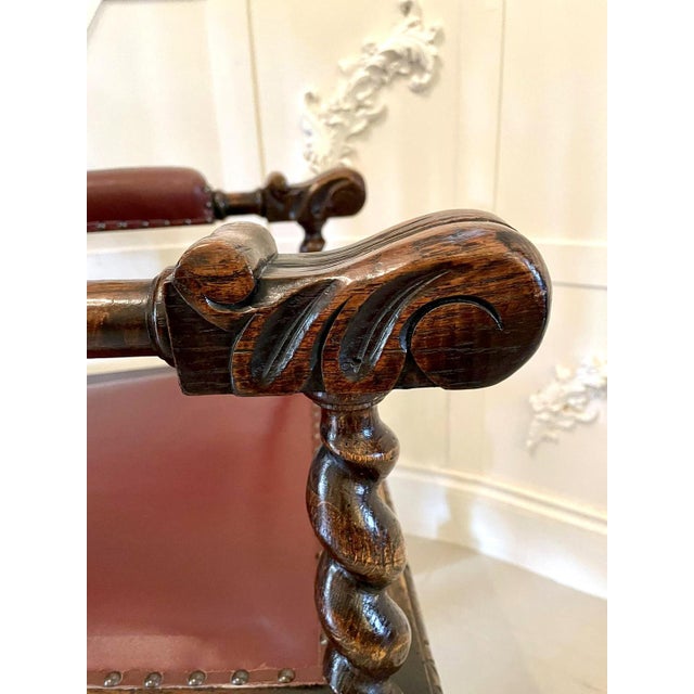 Large Victorian Carved Oak Armchair, 1860s For Sale - Image 11 of 16