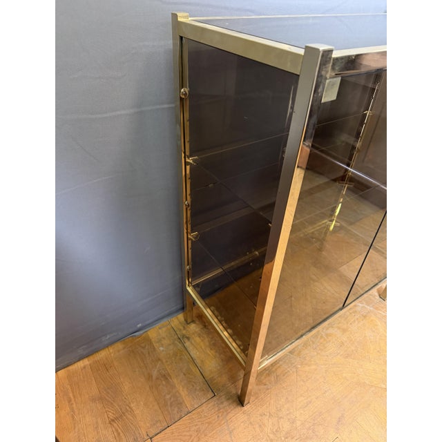 1970s Brass and Smoked Glass Display Case, 1970s For Sale - Image 5 of 7