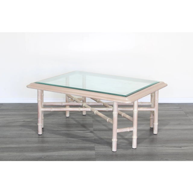 Vintage Faux Bamboo Coffee Table With Glass Top For Sale - Image 4 of 10