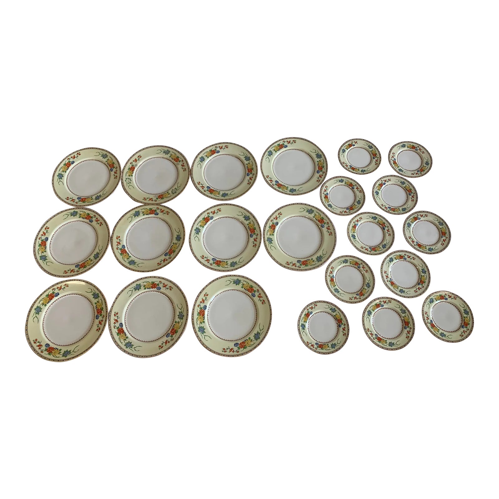 1950s Staffordshire Myott Cortez Plate Set- 22 Pieces | Chairish