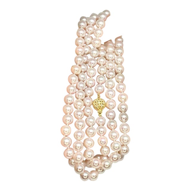 Diamond Akoya Pearl Necklace 14k Gold Certified For Sale