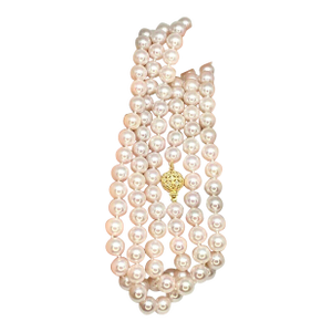 Diamond Akoya Pearl Necklace 14k Gold Certified