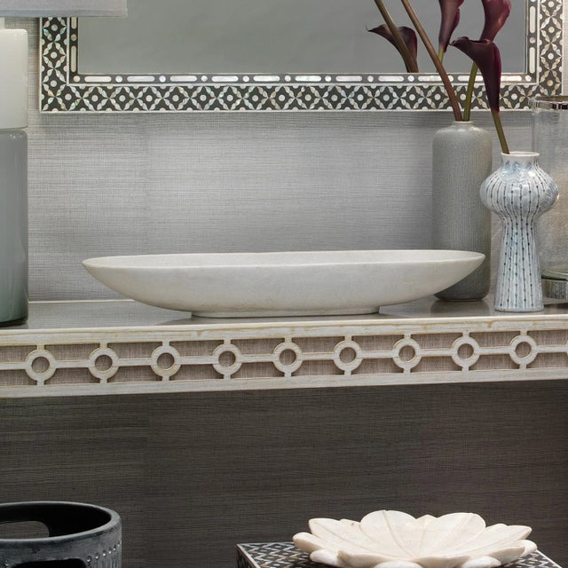 2020s Jamie Young Long Oval Marble Bowl in White For Sale - Image 5 of 12