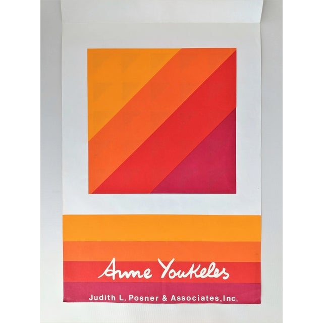 Red 1970s Vintage Anne Youkeles Op Art Pencil Signed Poster Print For Sale - Image 8 of 13