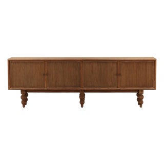 Turned Leg Reeded Four-Door Sideboard Credenza For Sale