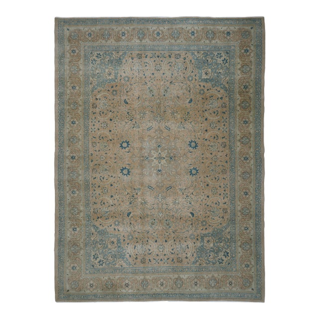 1970s Vintage Persian Handmade Wool Cotton Orange Area Rug For Sale