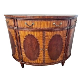 1990s Ethan Allen Newport Mahogany Easton Sideboard Demi Lune Server Console Buffet For Sale