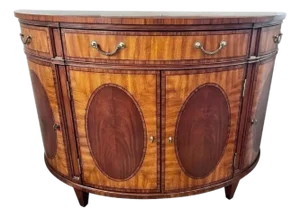 1990s Ethan Allen Newport Mahogany Easton Sideboard Demi Lune Server Console Buffet