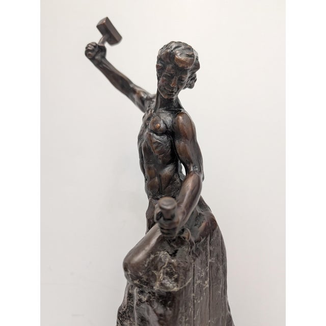 1950s 1950s Bronze Sculpture 'Self Made Man" by Bobbie Carlyle on Marble Base For Sale - Image 5 of 11