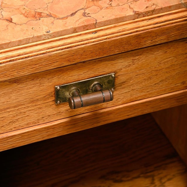 French Art Deco Oak and Marble Nightstands, 1930s, Set of 2 For Sale - Image 13 of 15