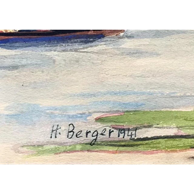 Hans Berger, Le pont, 1941, Gouache on Paper For Sale - Image 3 of 6