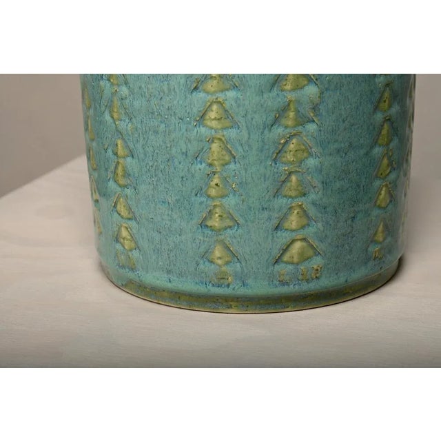 Textile Large Ceramic Table Lamp by Annelie and Per Linnemann-Schmidt for Palshus, Denmark, 1960s For Sale - Image 7 of 10