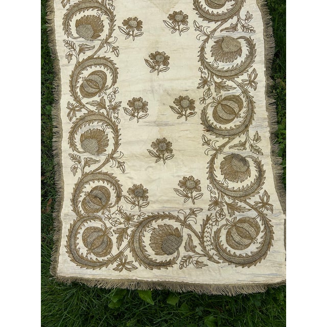 Textile Gold Metallic Embroidered Antique Textile For Sale - Image 7 of 7