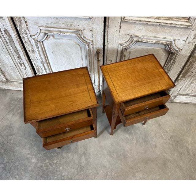 Vintage Bedside Tables in Cherry Wood, France, 1970, Set of 2 For Sale - Image 12 of 13