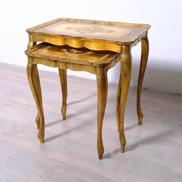 Neo-Classical Florentine Nesting Tables, Italy, 1960s, Set of 2 For Sale - Image 10 of 17