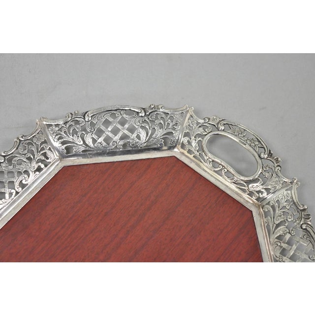 Vintage Victorian Melamine & Silver Plated Faux Wood Bar Liquor Serving Tray For Sale In Philadelphia - Image 6 of 10