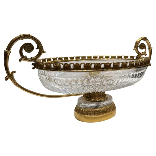 1920s Antique Baccarat French Crystal and Gilt Bronze Centerpiece Urn Form Bowl For Sale - Image 5 of 5