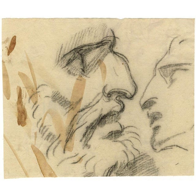 William Lock the Younger, Portrait Studies of Man in Profile, 1780, Charcoal Drawing For Sale - Image 4 of 6