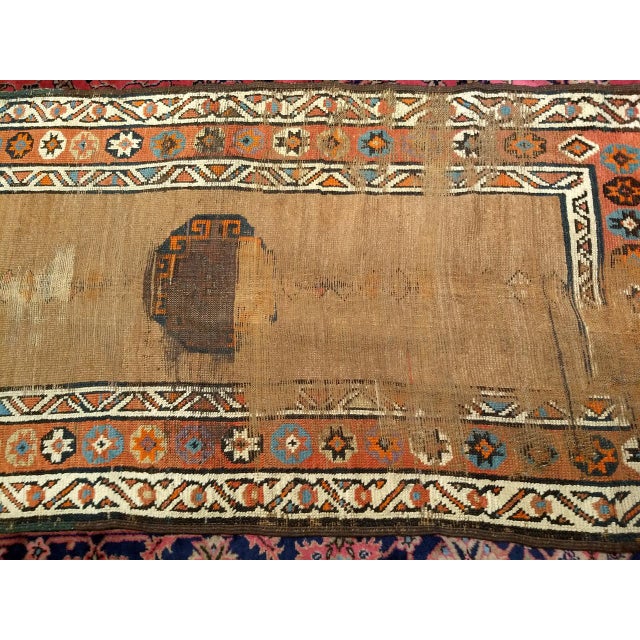 Antique 19th C. Kurdish Camelhair Runner Rug, Hand-Knotted Geometric Pattern, 4x12, Camelhair & Ivory For Sale - Image 14 of 15