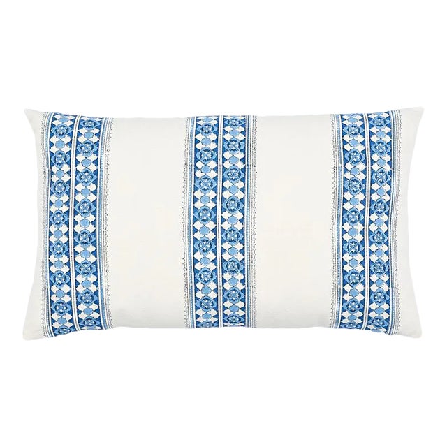 Schumacher Amira Hand Blocked Print Pillow For Sale