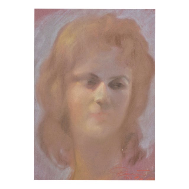 Albert Goltjakov, Portrait of a Woman, 1962, Pastel on Paper For Sale