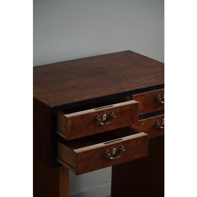 Danish Art Deco Console Table with Drawers in Elm and Burl Wood, 1940s For Sale - Image 10 of 18