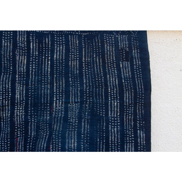 1970s Midnight Grid Indigo Mud Cloth Throw For Sale - Image 5 of 7