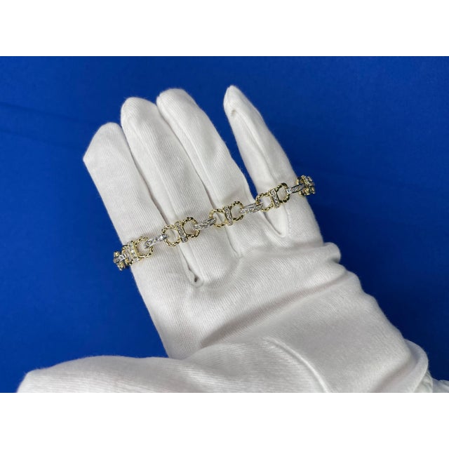 Diamond Horse Shoe Pave Link Layered Rope Fashion 14 Karat Yellow Gold Bracelet For Sale - Image 13 of 13
