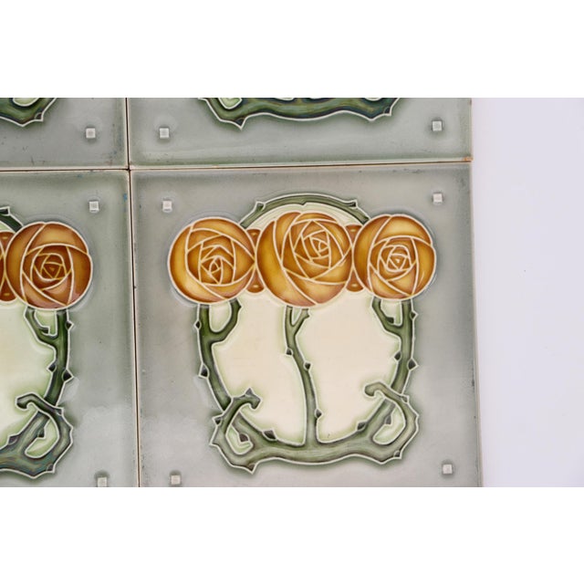 1920s Set of Four Tiles Art Nouveau H & R Johnson England For Sale - Image 9 of 18