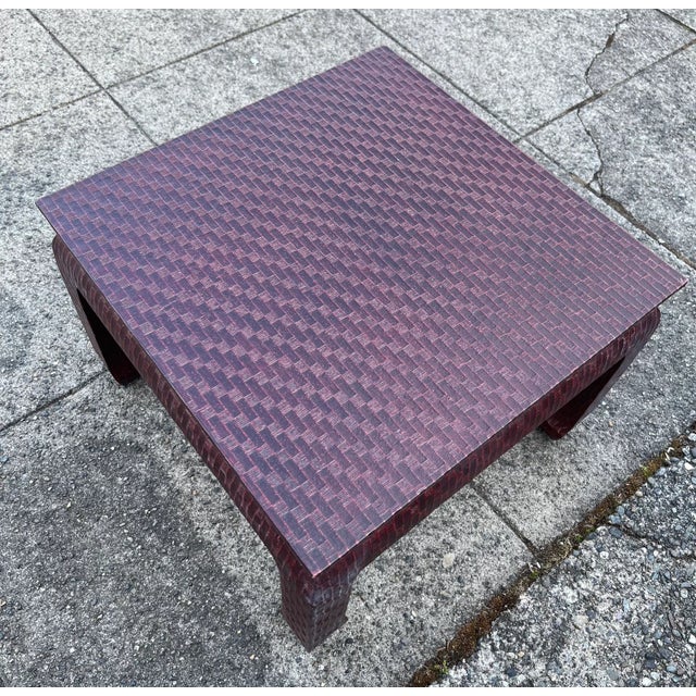 Wood 1970s Grasscloth Side Tables by Baker, a Pair For Sale - Image 7 of 8