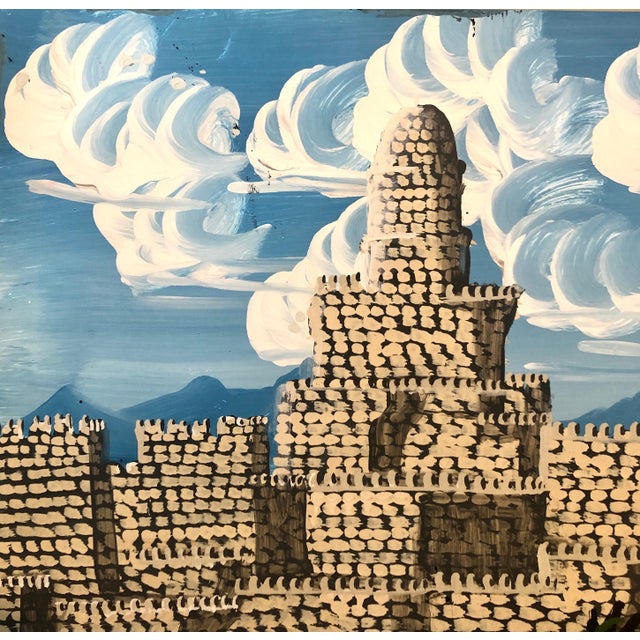 Paper Gabriel Cohen, Large Israeli Naive Art Screen Enamel Oil Painting Jerusalem Old City Folk Art For Sale - Image 7 of 12