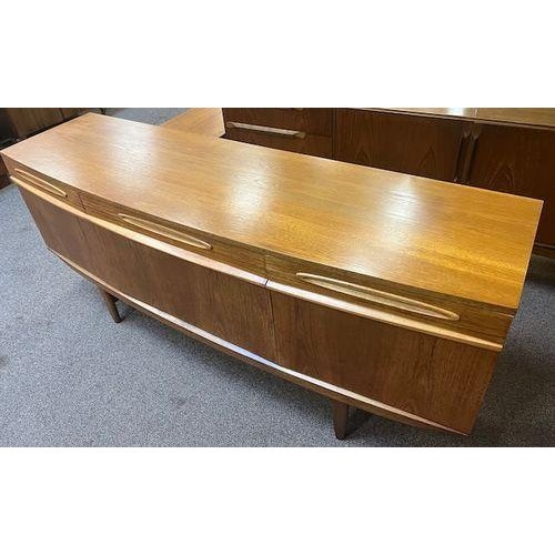 Mid Century Modern Bow Front Teak Credenza W/ Drop Front Mini-Bar c.1960 For Sale - Image 10 of 15