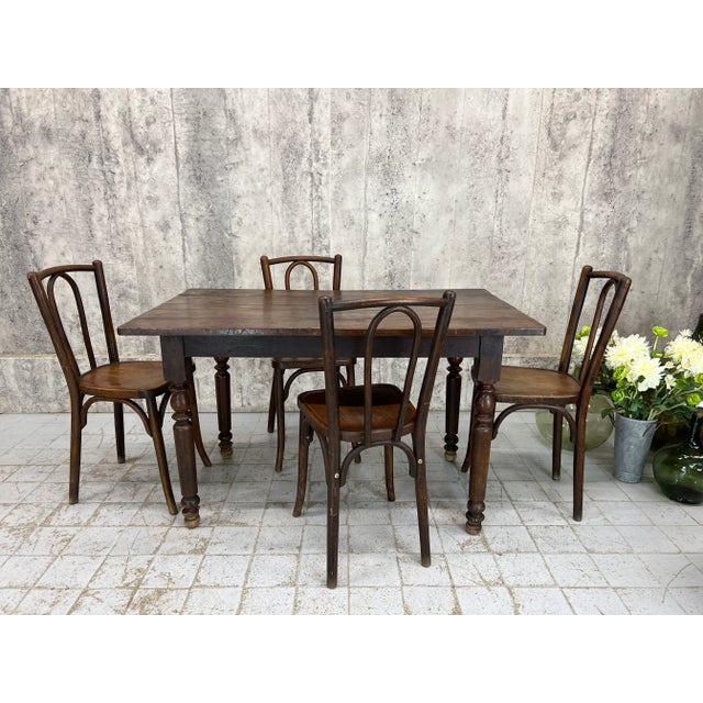 French Wooden Bistro Table, 1930s For Sale - Image 9 of 10