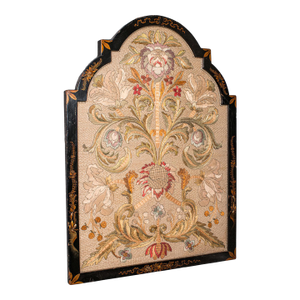 Antique Embroidered Panel, English, Framed Silkwork, Baroque Taste, Victorian