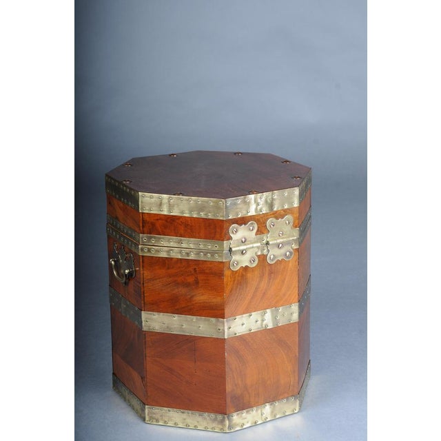 Gold Antique English Mahogany Chest or Ottoman with Brass Fittings For Sale - Image 8 of 16