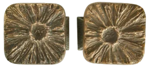 Brutalist Bronze Square Push Pull Door Handles with Flower Relief, 1970s, Set of 2