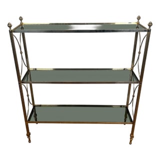 1940s Neoclassical silver metal shelves in the style of Maison Jansen For Sale