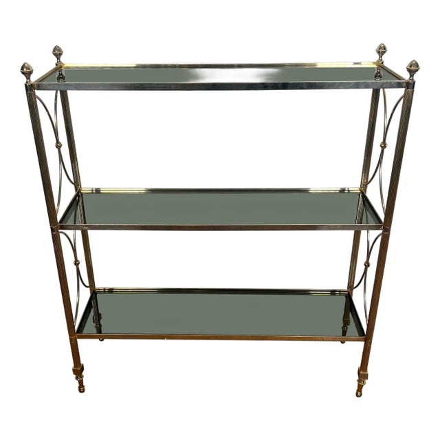 1940s Neoclassical silver metal shelves in the style of Maison Jansen For Sale