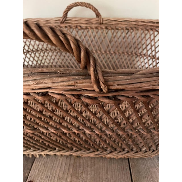 Large Basket with Cross-Braced Edges, 1890s For Sale - Image 5 of 8