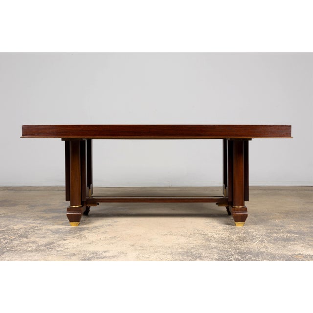 Art Deco Art Deco Rosewood and Brass Dining Table, Jules Leleu Style, 1930s For Sale - Image 3 of 18
