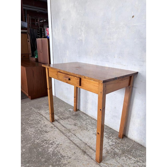 Vintage Pine Writing Desk with Drawer For Sale - Image 4 of 9